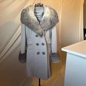 Vintage Jules Miller Penny Lane Wool Coat with Coyote Fur Collar and Cuffs